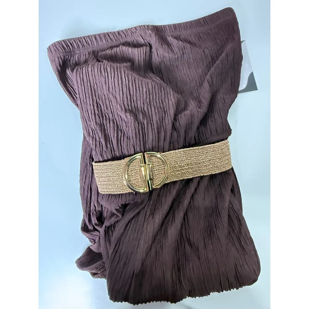 Iris Ribbed Belted Strapless Wide Leg Jumpsuit Size M - Image 6