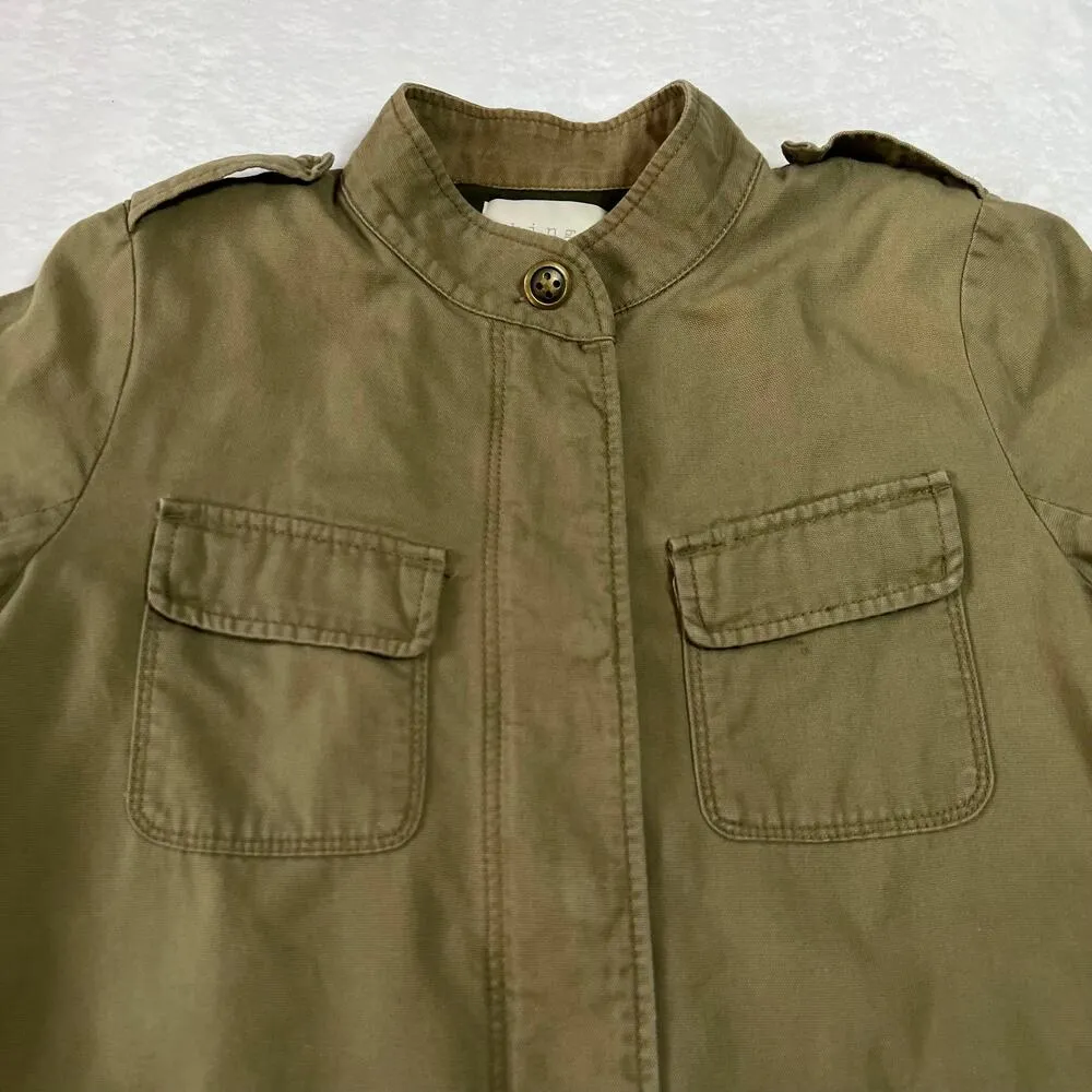 HINGE Women's Full Zip Utility Jacket Size Small Military Multi Pocket Casual - Image 4