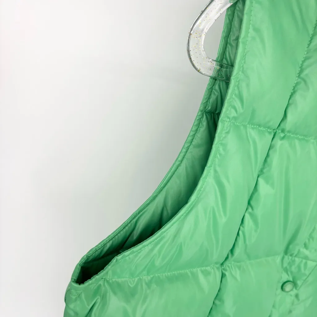 Lands End Goose Down Puffer Vest Size Medium Bright Green Outdoor Warm Ski - Image 6