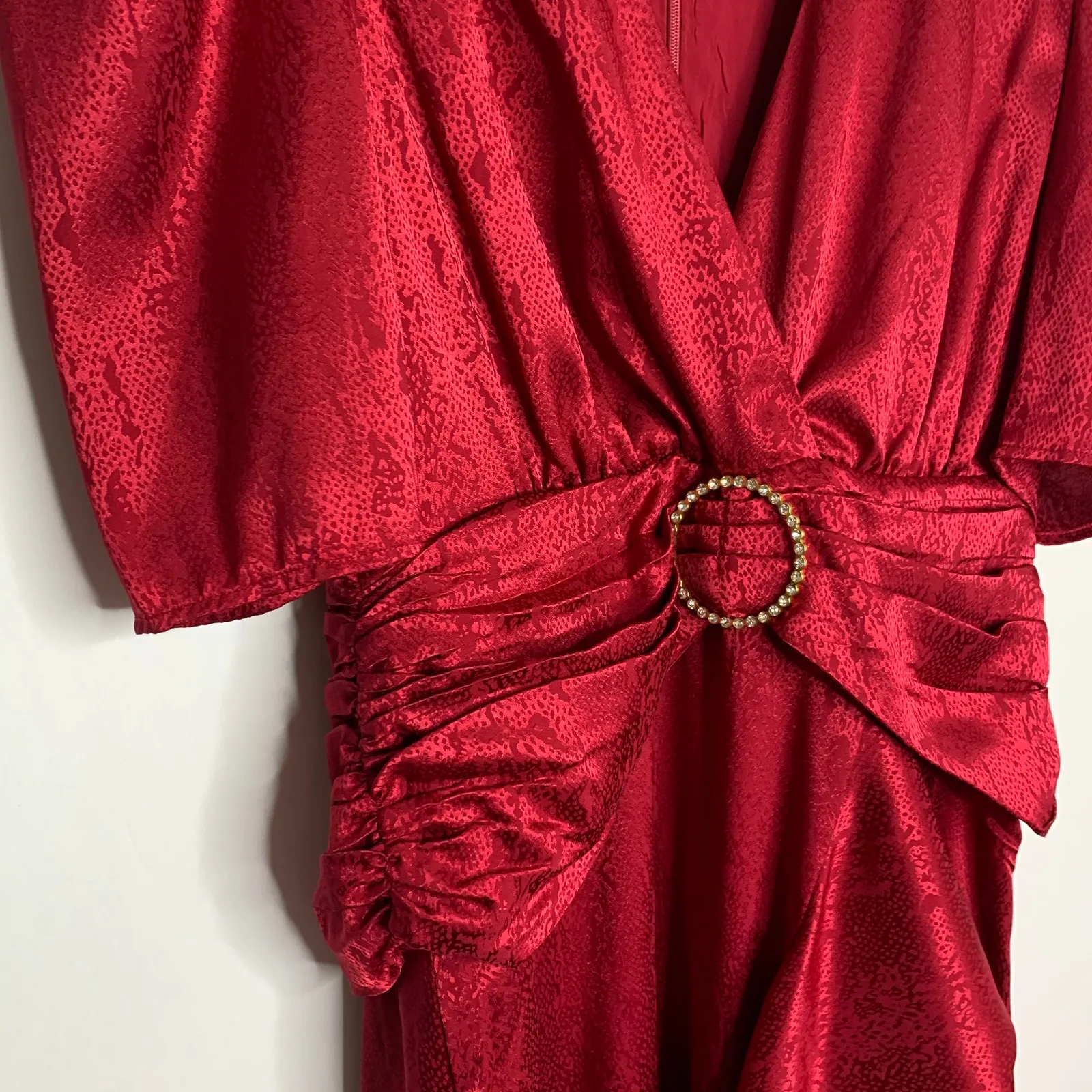 Song of Style Edwin Maxi Dress Cranberry Red Jacquard Puff Small New - Image 9