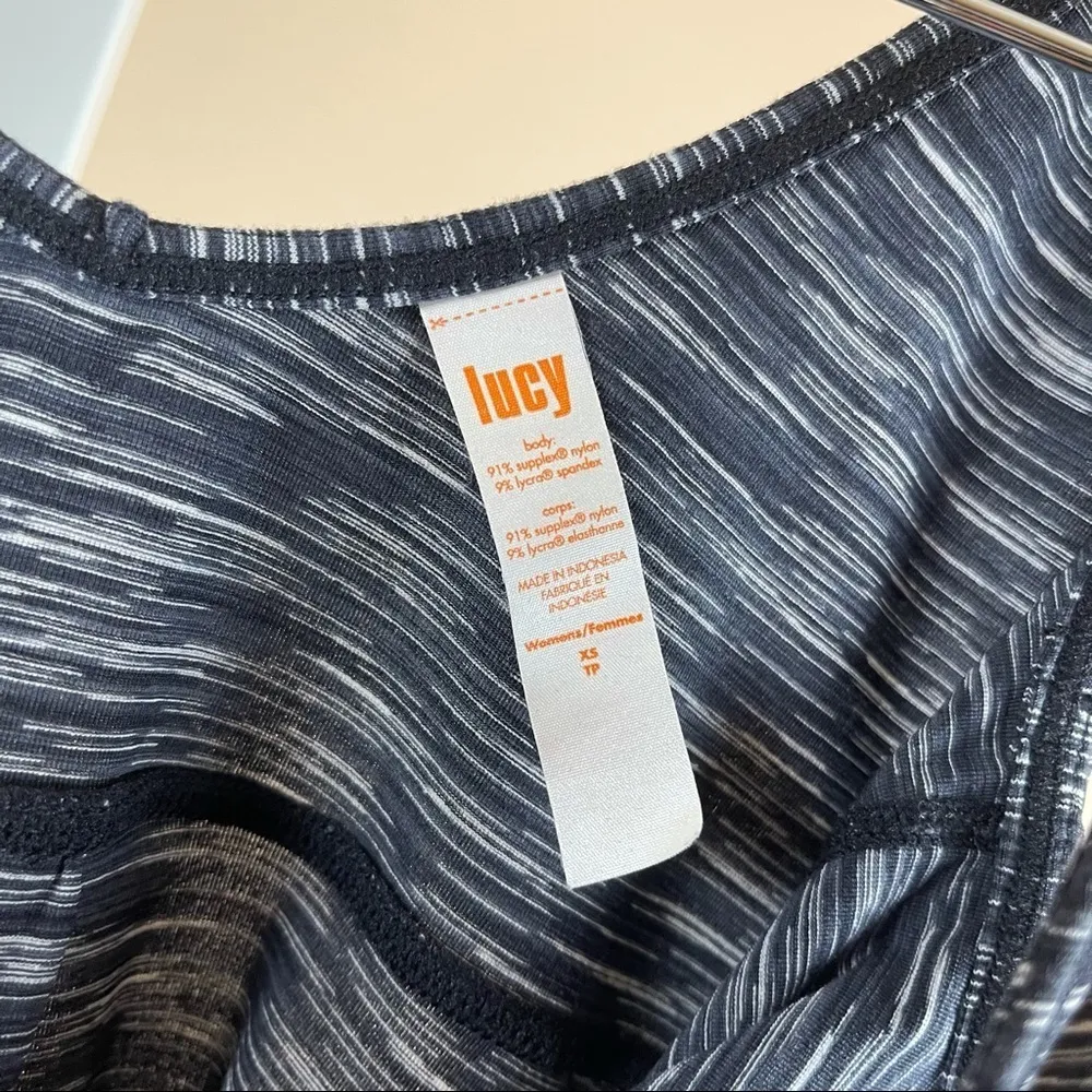 Lucy Grey XS Black Active Workout V Neck Tank Top Yoga Gym Running Fitness Gray - Image 3