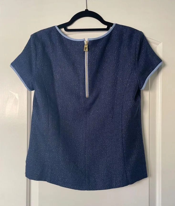 BRAND NEW SAIL TO SABLE NAVY BOUCLE SHORT SLEEVE TOP SIZE S! - Image 6