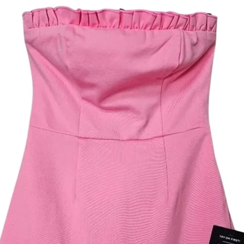 NWT Lulus Little Lovely Light Strapless Ruffled Mini Dress XXS Bubblegum Pink - Image 3