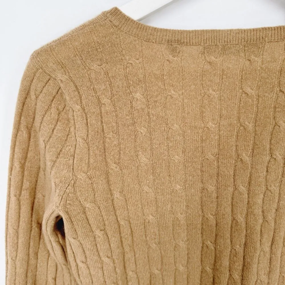 Saks‎ Fifth Avenue V-Neck Cable Knit Cashmere Sweater XS - Image 6