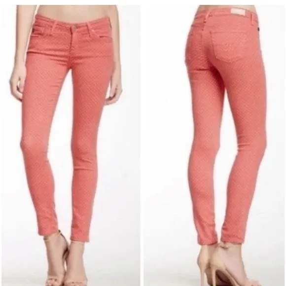 AG Adriano goldschmied Nantucket red polka dot the Stevie ankle jeans size 26 - Image 2