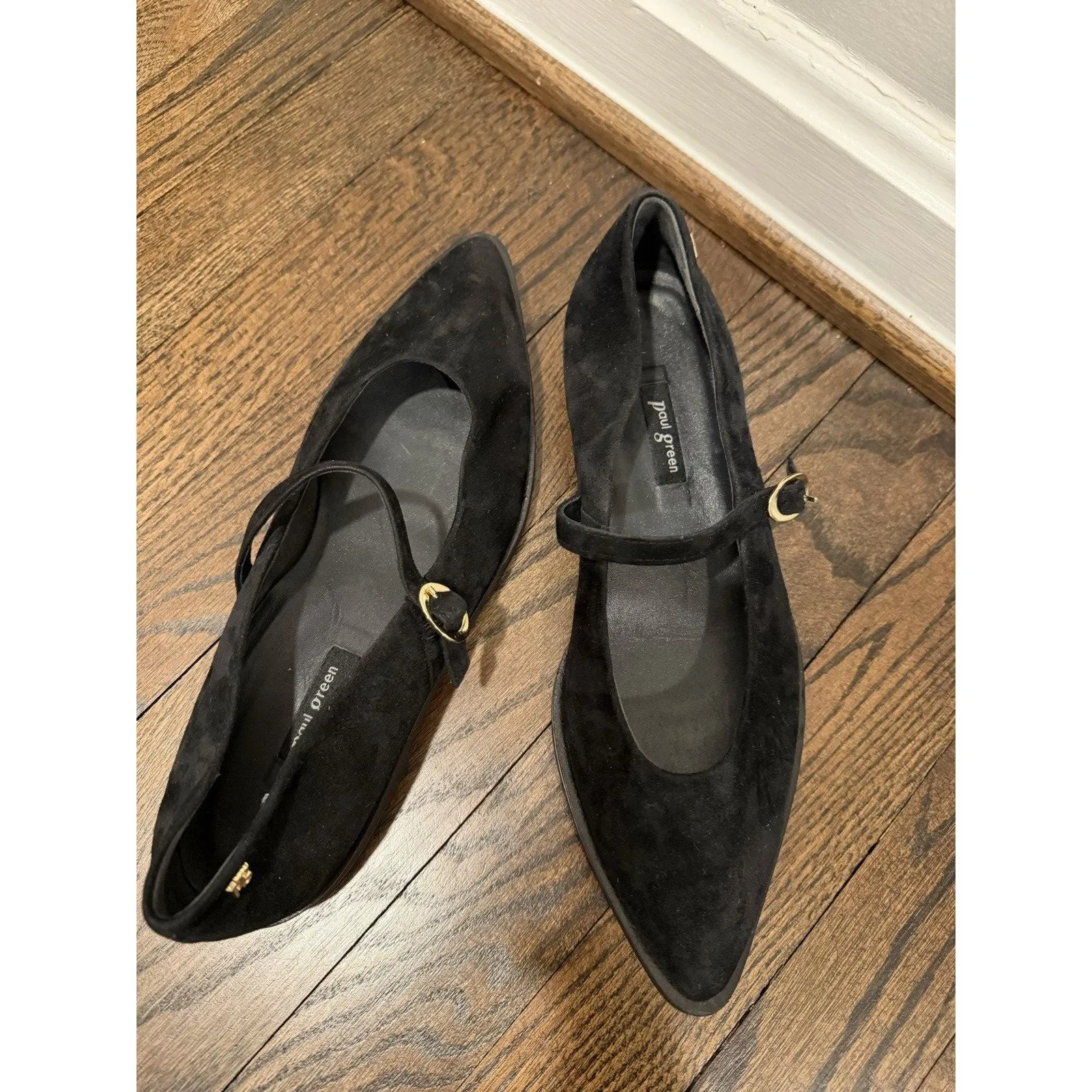 Paul Green Carla Mary Jane Flat Black Suede Women's Sz 7 $395 NEW - Image 5