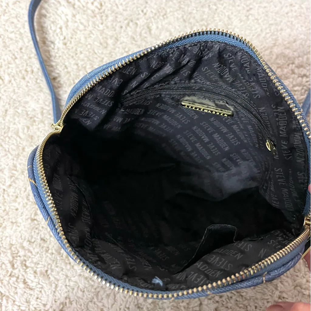 Steve Madden Denim Blue Quilted Crossbody Bag - Image 5