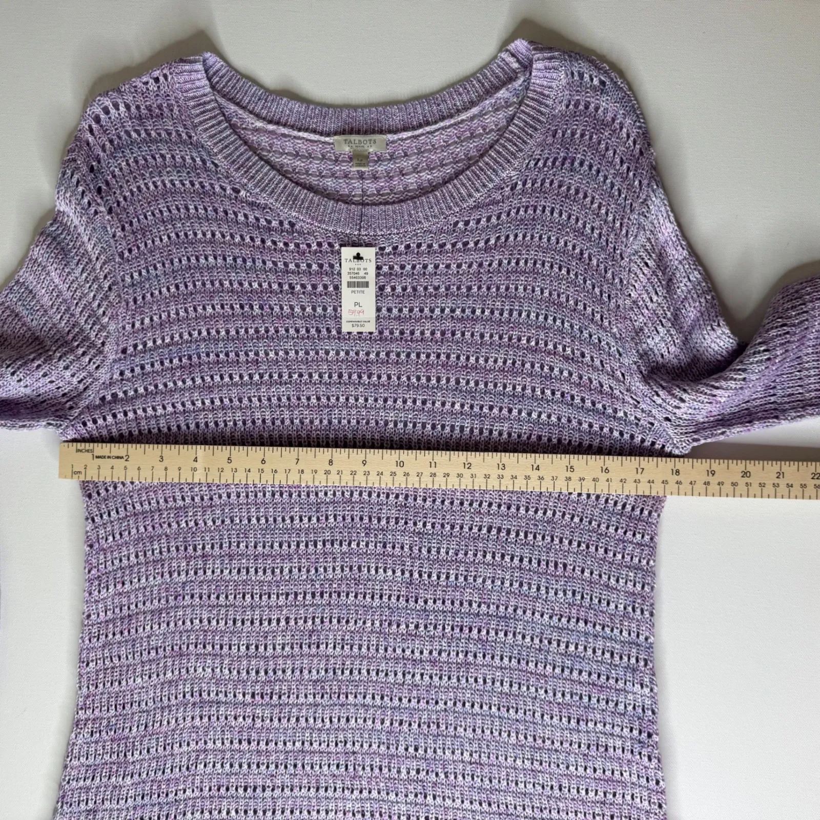 NWT Talbots Space Dyed Sweater Size LP Lavender Purple Open Knit Cute Preppy‎ - Image 8