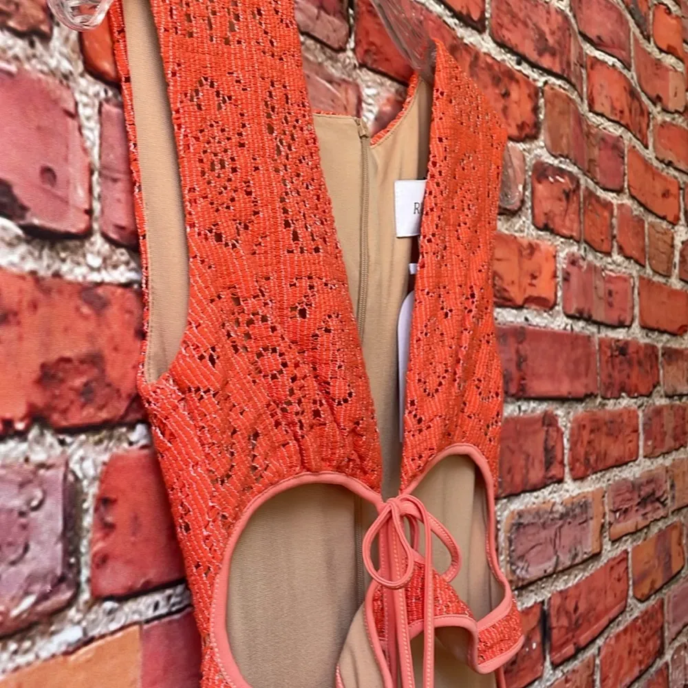 Orange Lace Rumer  Zahra Cut Out Bodycon Maxi Dress - Image 8