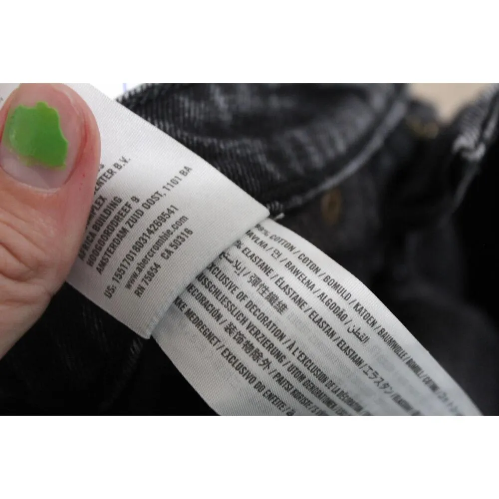 Abercrombie & Fitch Simone High Rise Slim Black Denim Distressed Jeans Size 25 0 - Image 4