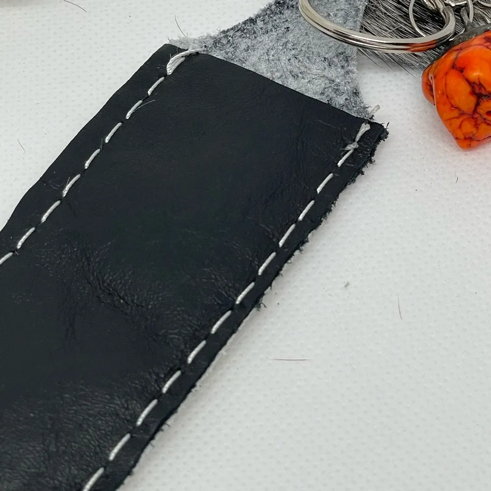 Cowhide chapstick holder. Attach to purse or backpack to keep it handy! Multiple - Image 5