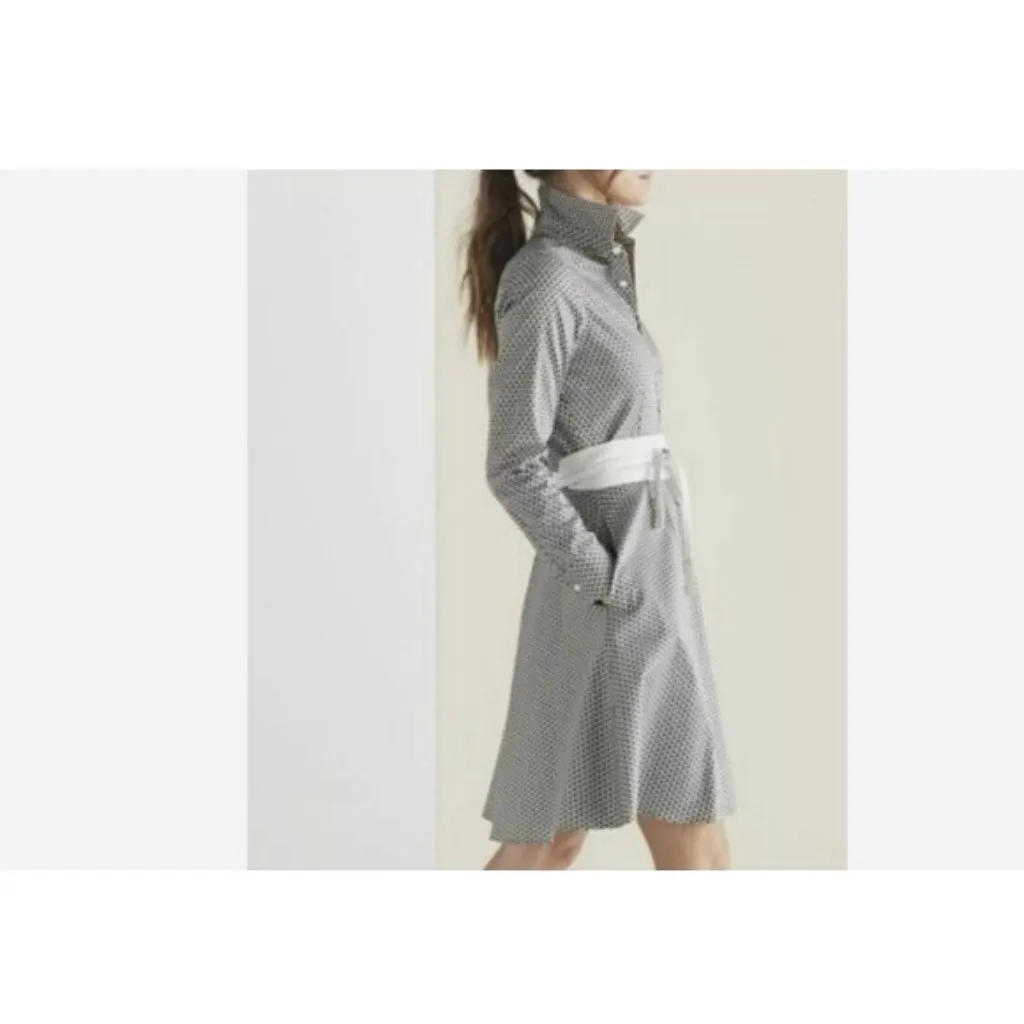 Serena & Lily Dress Womens 4 Blue White Geometric Shirt Button Front Dress - Image 2