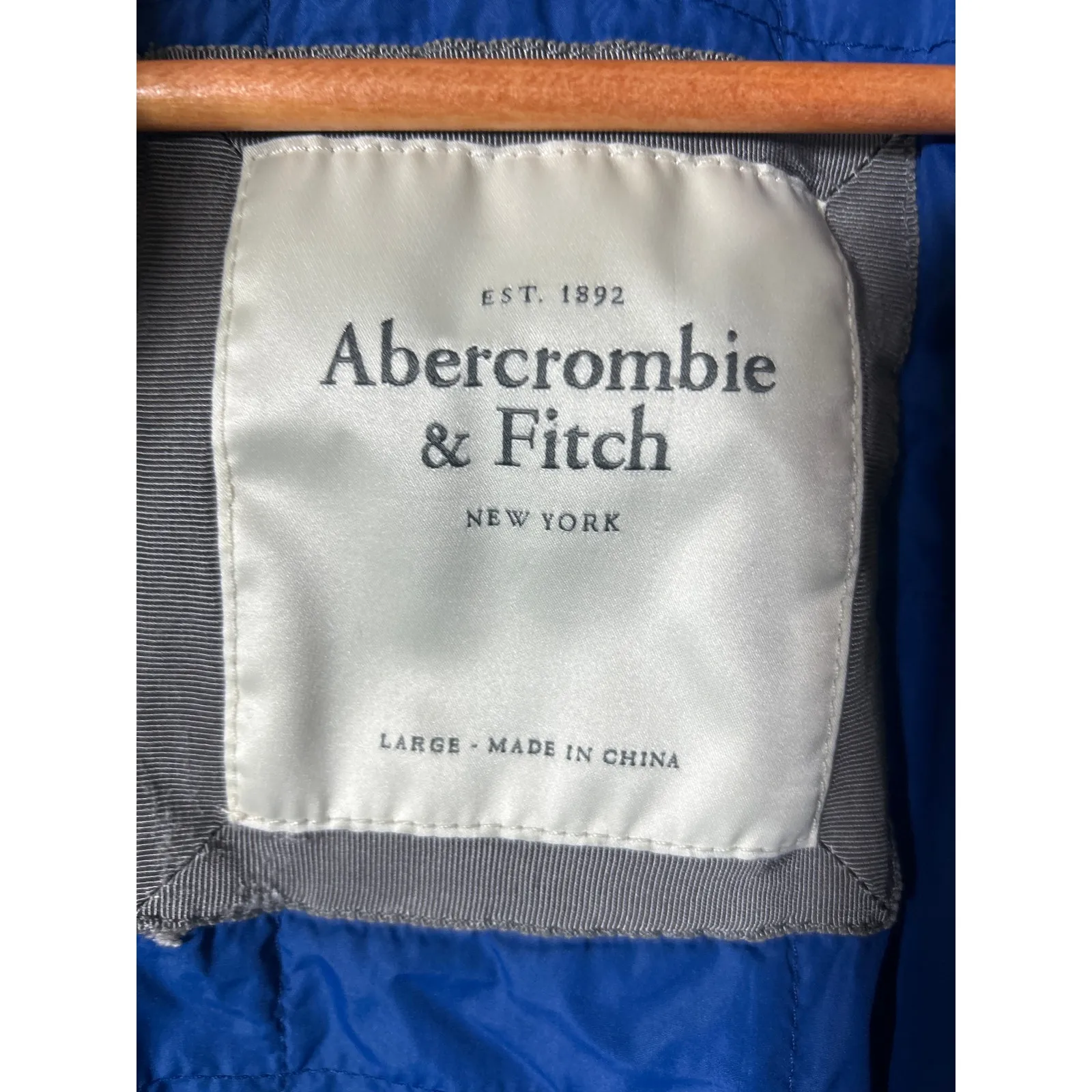 Abercrombie Fitch Puffer Jacket Large Navy Blue Down Filled Coat - Image 7