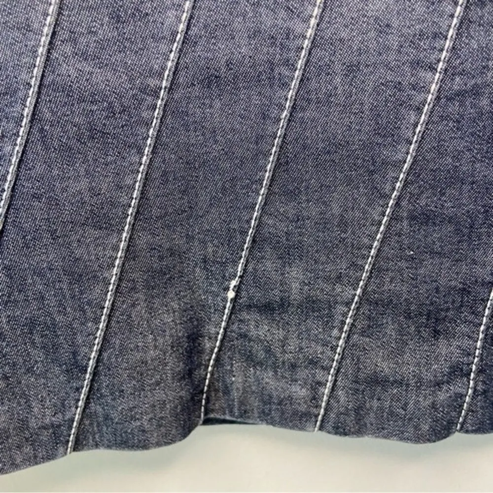 Anthropologie Dark Wash Blue Jean Denim Skirt with Stripe Embroidery Sz XS - Image 2