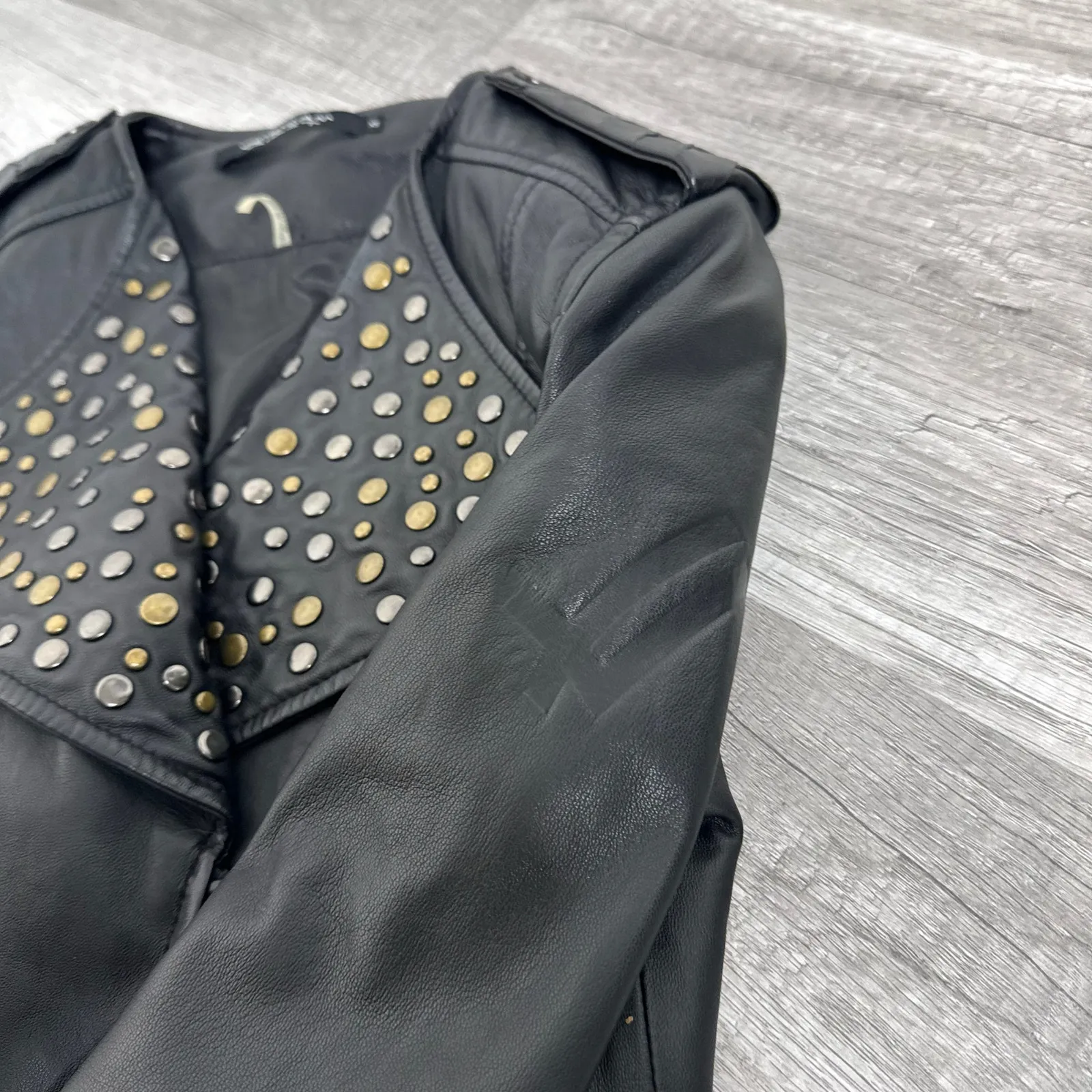 William Rast Studded Genuine Leather Moto Jacket Black Size XS - Image 9