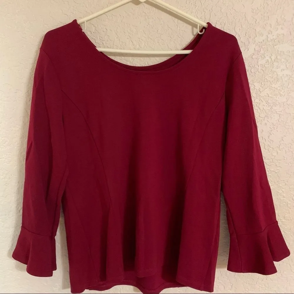 𝅺Talbots Maroon / Burgundy Long‎ Sleeve Tunic - Medium - Image 12