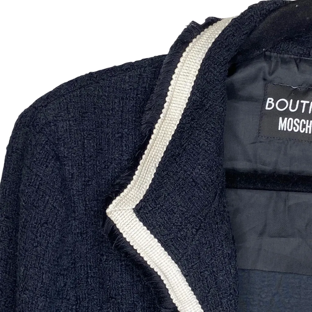 Boutique Moschino ✈︎ Ladylike Classic Woven Fringe Jacket ✈︎ Black White ✈︎ 14 - Image 6