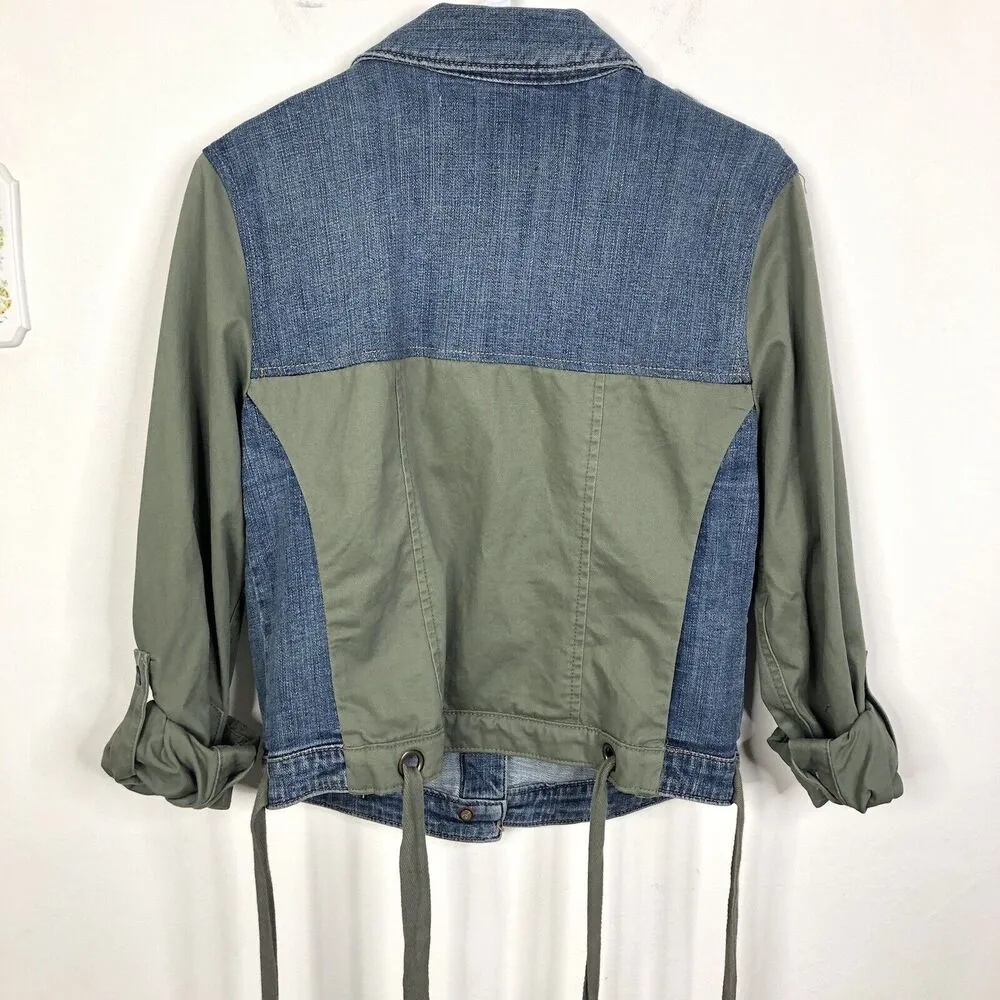 Pilcro And The Letterpress Women's Small Button Up Military Denim Jean Jacket - Image 6