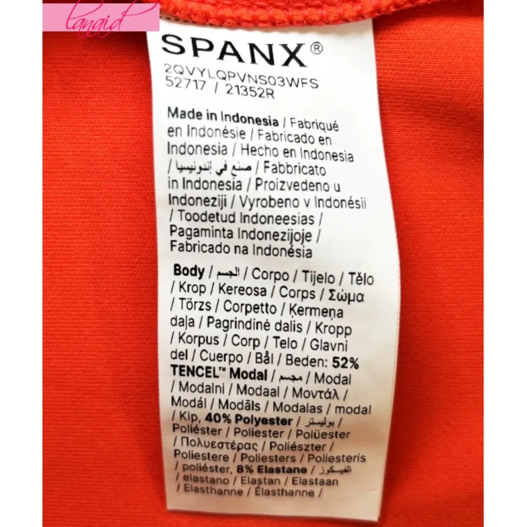 Spanx AirEssentials Pique Polo Tank Dress Poppy Orange White Preppy Tennis Mini - Image 10