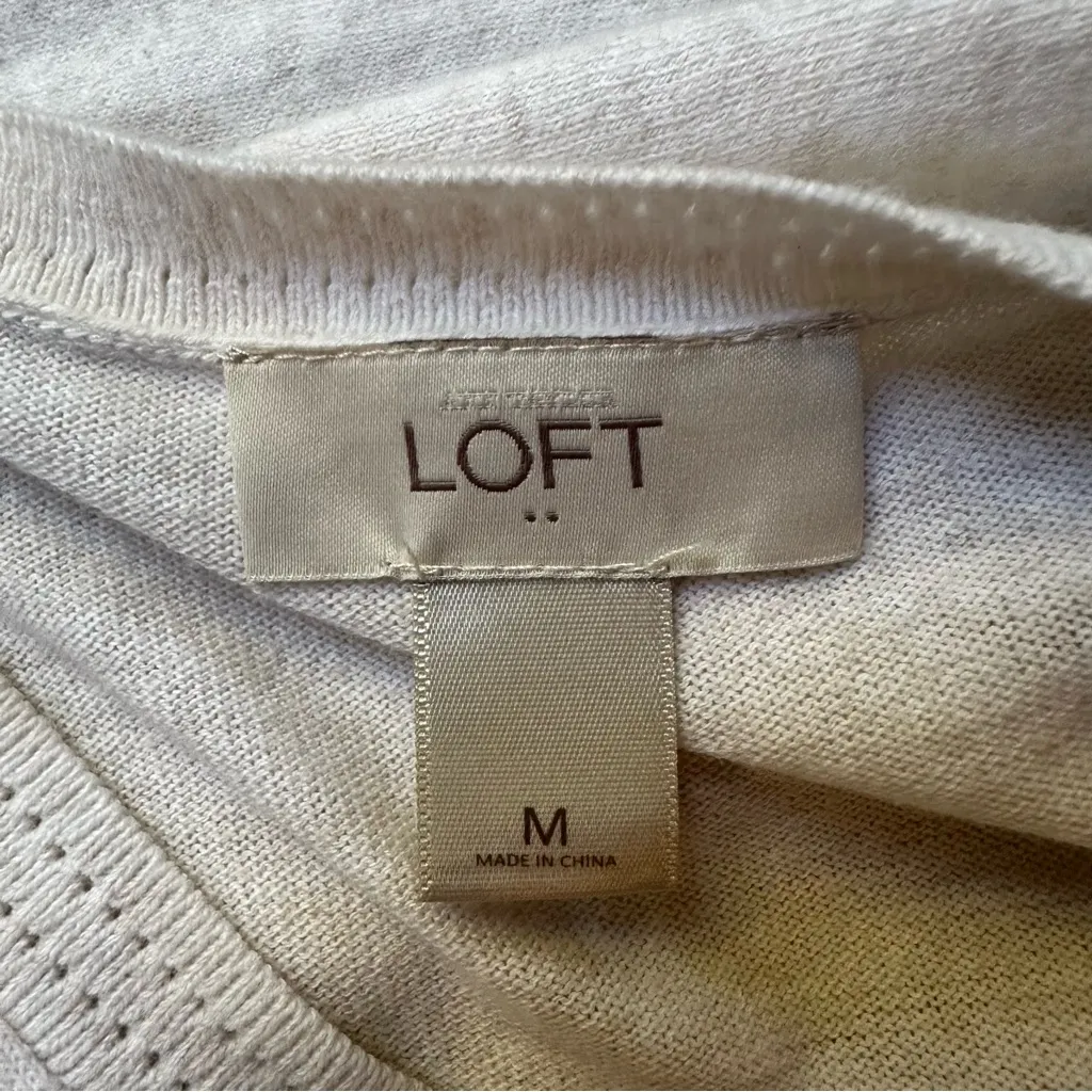 Loft Ann Taylor Button Front Cardigan Women's Size Medium Cream - Image 5