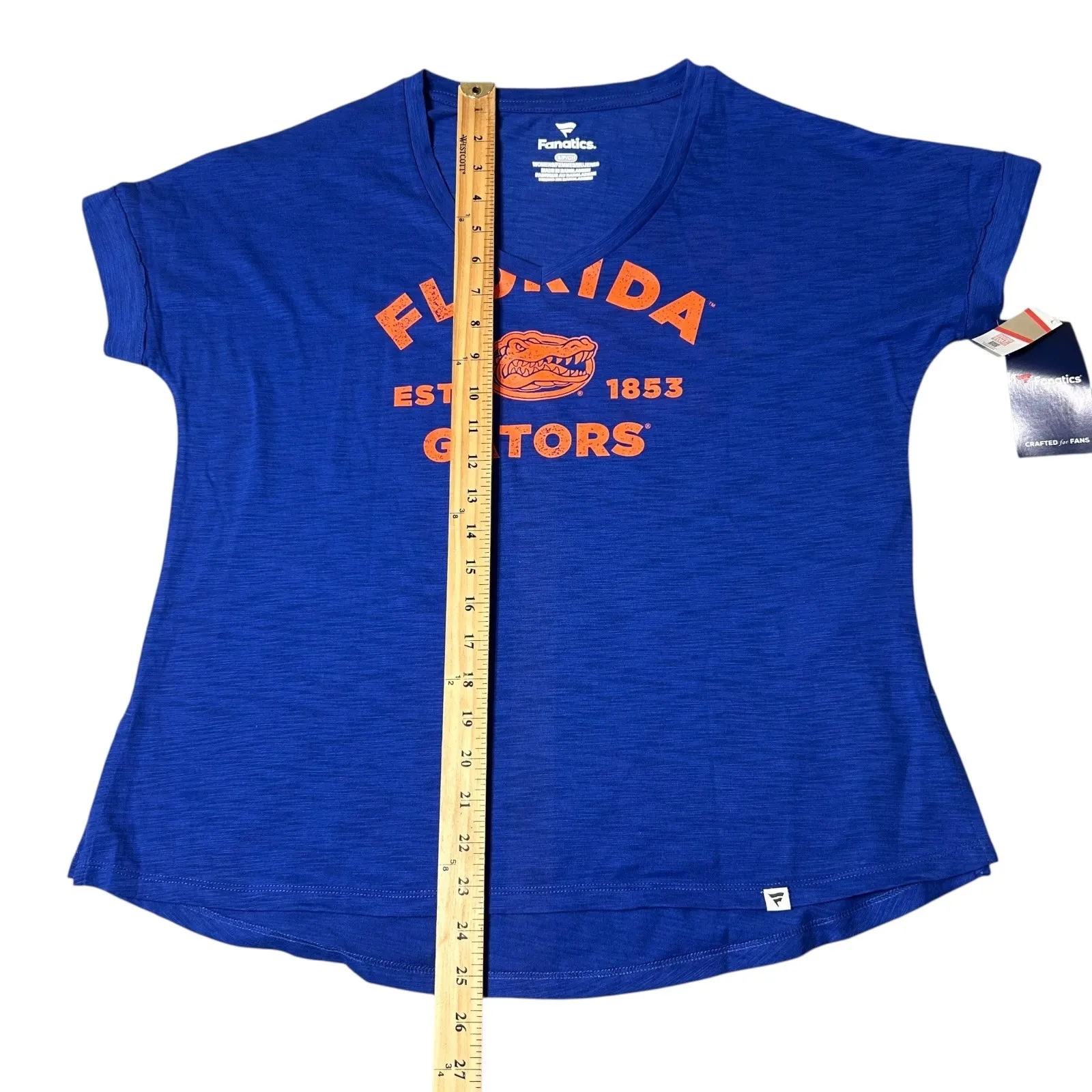 NEW Florida Gators V-Neck T-Shirt Women S‎ Blue Oversized Fanatics College Tee - Image 7