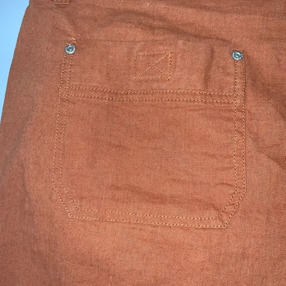 🌸3/$15🌸 Beau Dawson Burnt Orange Linen Cotton Blend Loose Fit Shorts Pockets 12P - Image 5