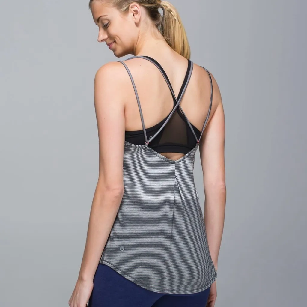 Lululemon Breezy Tank Divided Stripe Heathered Light Grey Heathered Dark Slate - Image 2