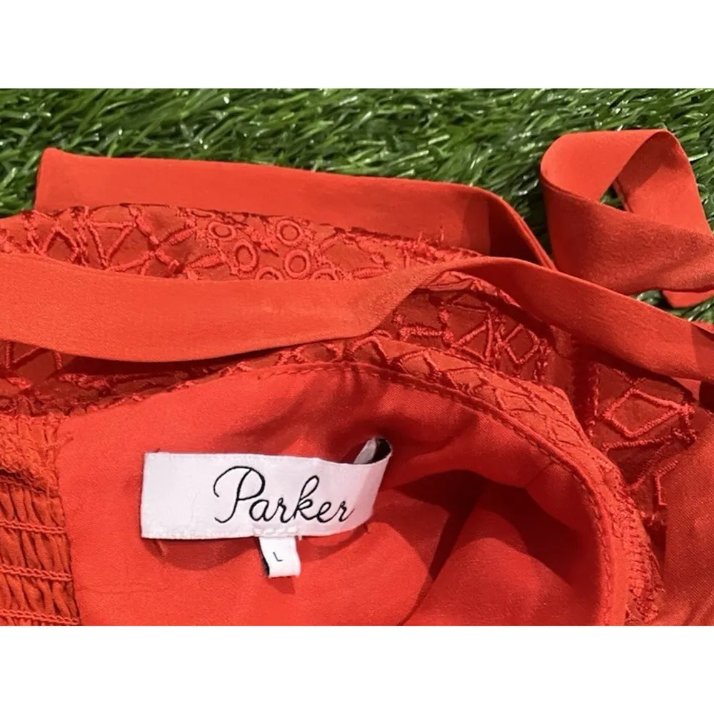 PARKER Nia Orange Silk Embroidered Lace Popover Party Dress Small NEW $398 - Image 10