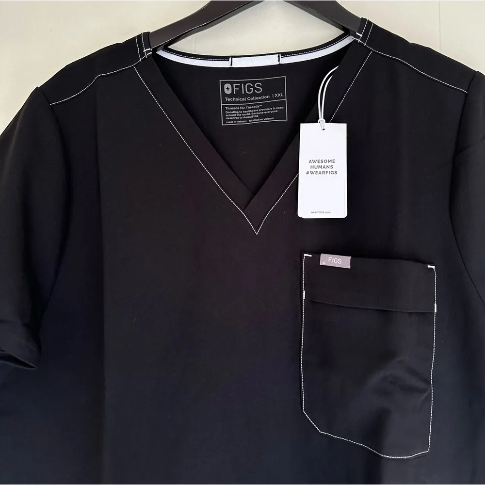 NWT FIGS Bei Classic Cargo Scrub Top Black 2XL - Image 2