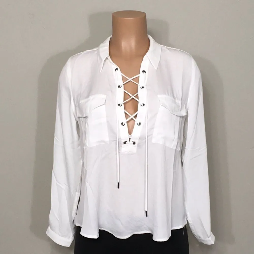 L’ Academie Safari lace up long sleeve top. NWT - Image 5