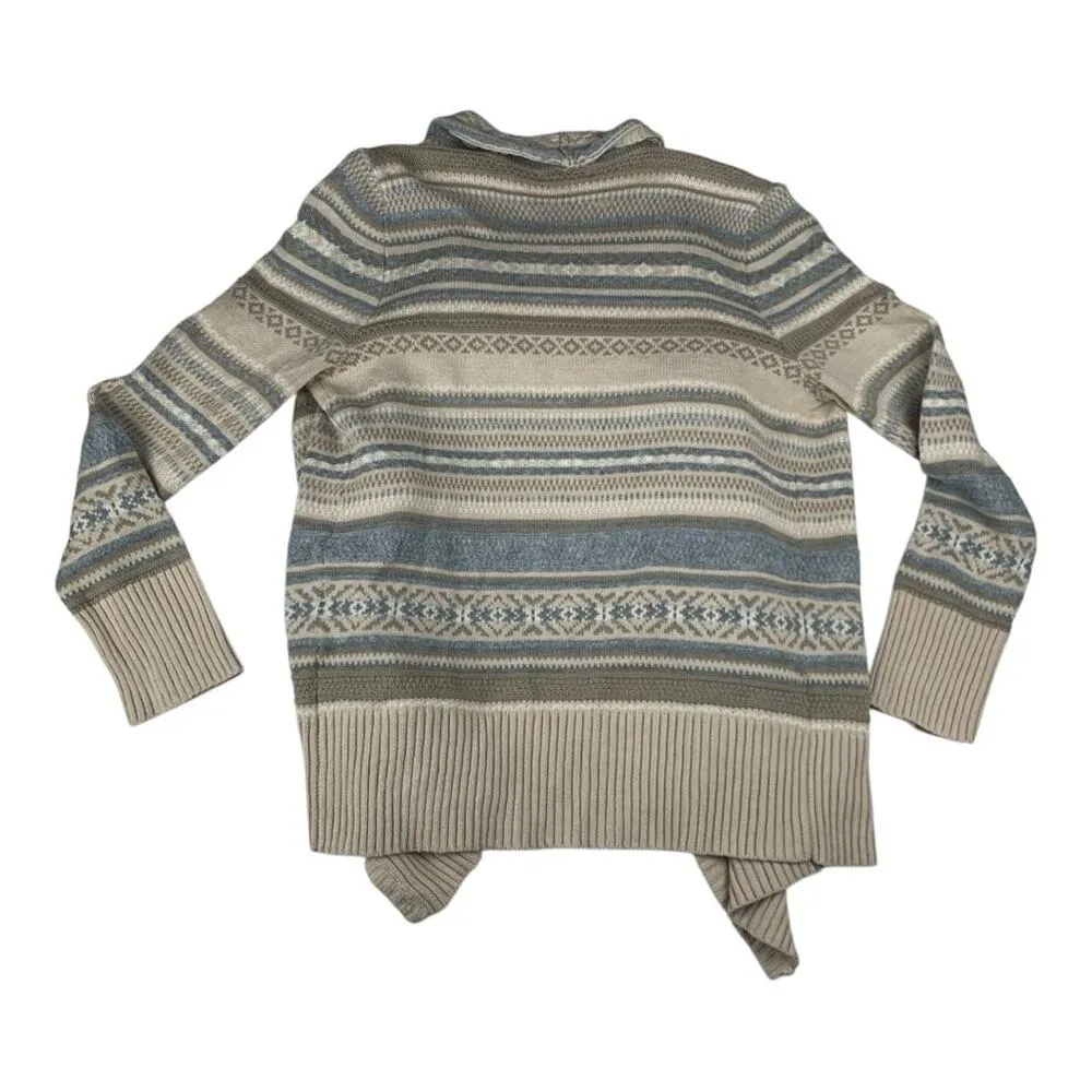 Chaps women's XL sweater cardigan Aztec print cream blue NEW long sleeve - Image 2