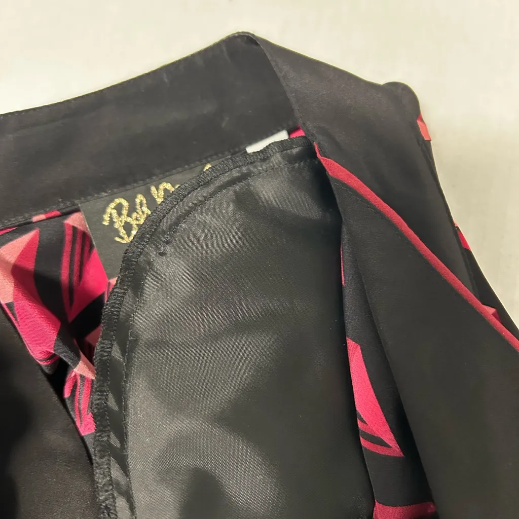 Bob Mackie Wearable Art Black Shirt with Fuchsia Geometric Diamond Pattern - Image 7