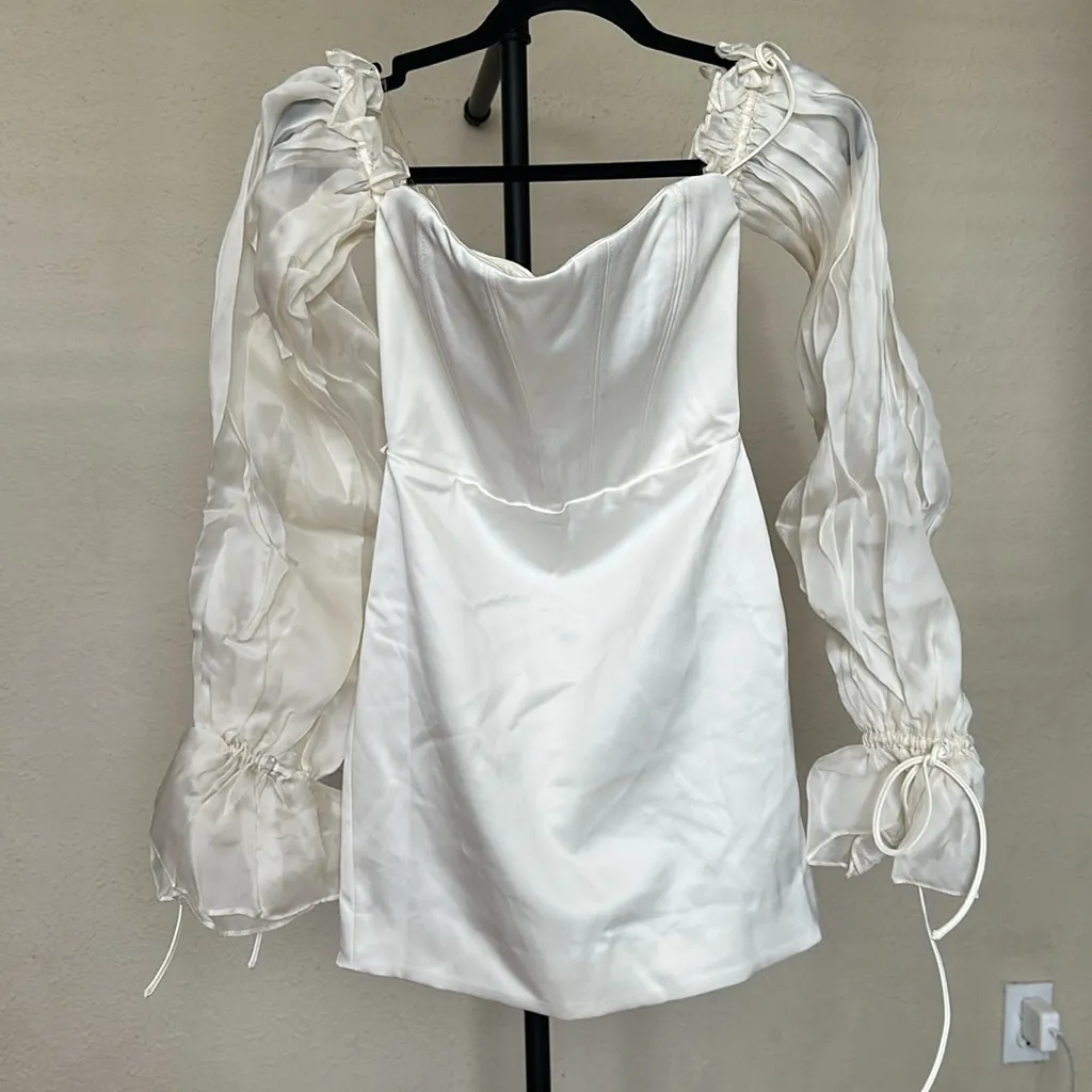 HOUSE OF CB 'Marisa'‎ Ivory Satin Corset Dress mini white NWOT size XS - Image 3