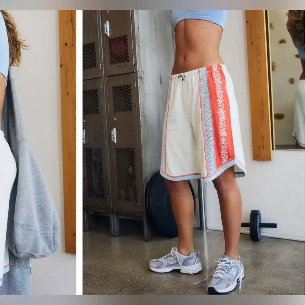 NWT Free People FP Movement Way To Go Shorts - Flower Embroidery Coral Combo - S - Image 7