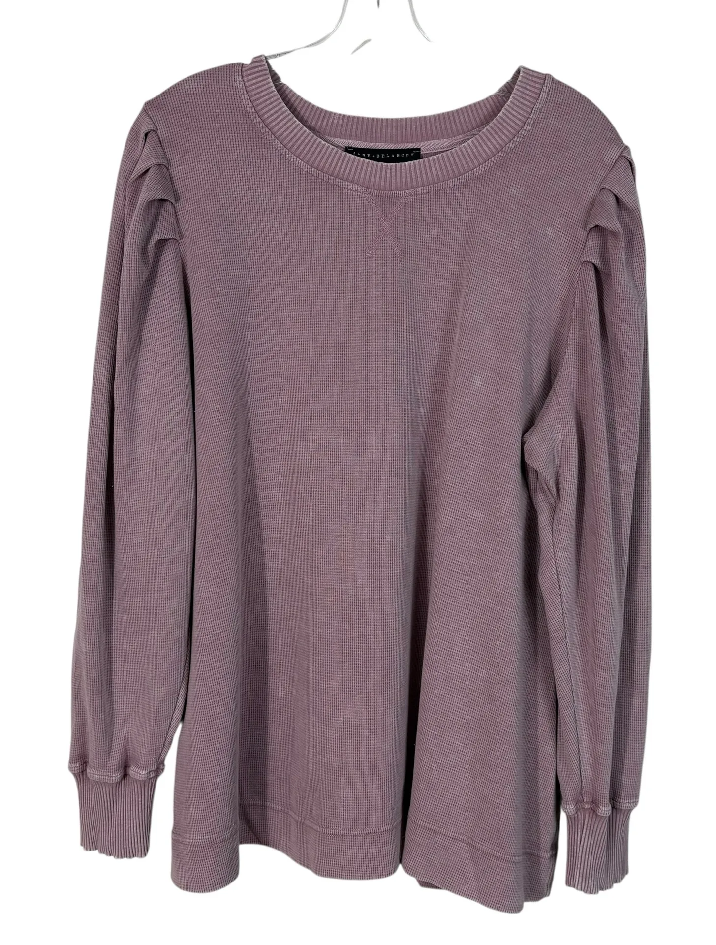 Jane & Delancey Pink Purple Ruched Acid Wash Fleece Sweatshirt Top NWT Plus Size - Image 1