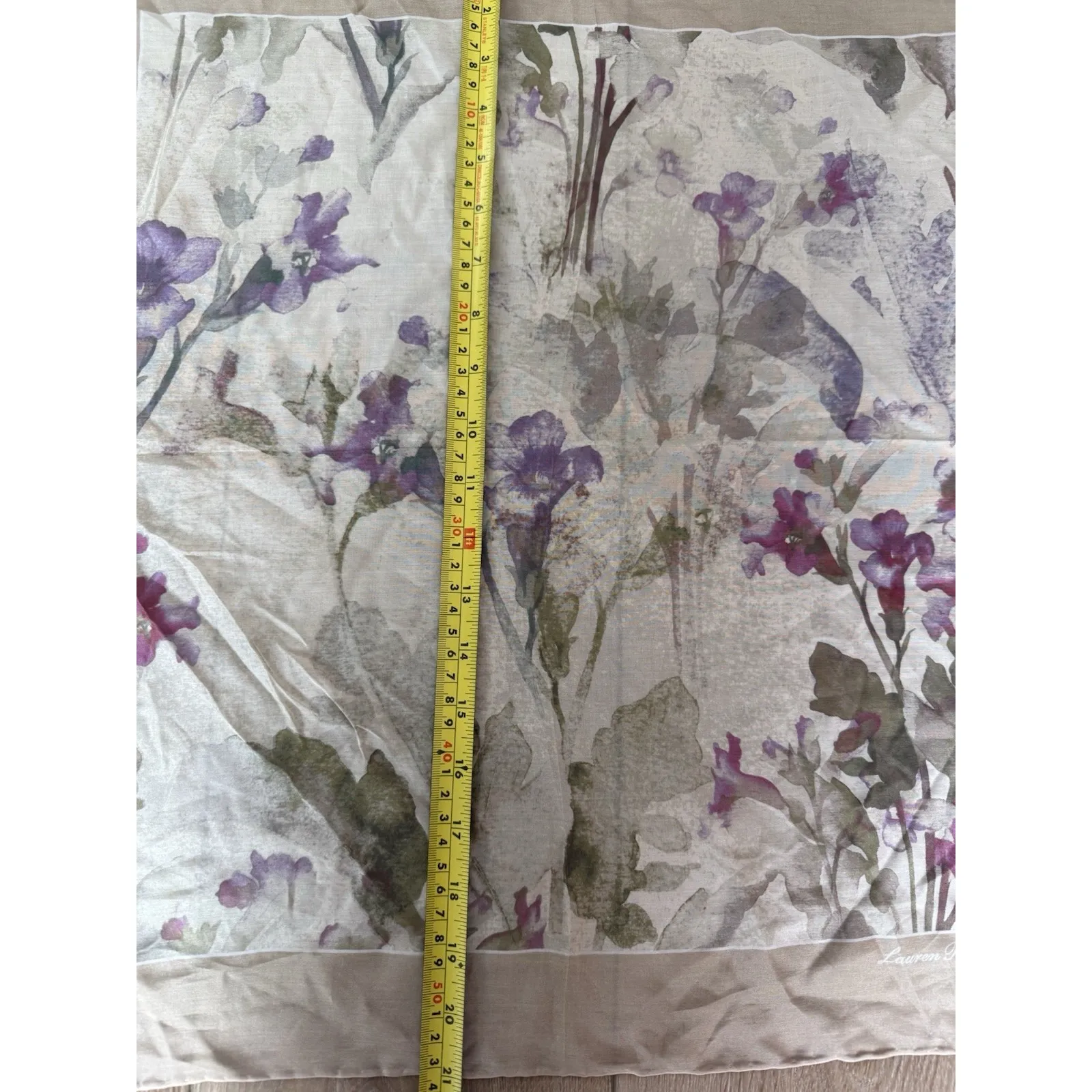 Lauren Ralph Lauren  Floral Artsy Silk Modal  Square Scarf 20.5"x21" Multicolor - Image 3