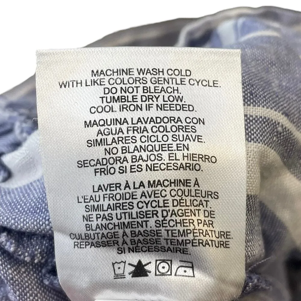 Ellen Tracy Blue & White Striped 100% Linen Pants Wide Leg Breathable Size 4 - Image 8