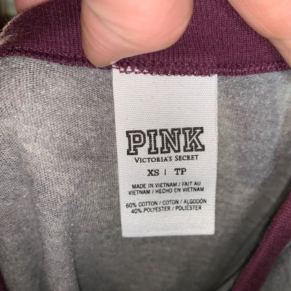 Victoria’s Secret sequin logo gray & maroon XS baseball tee - Image 3