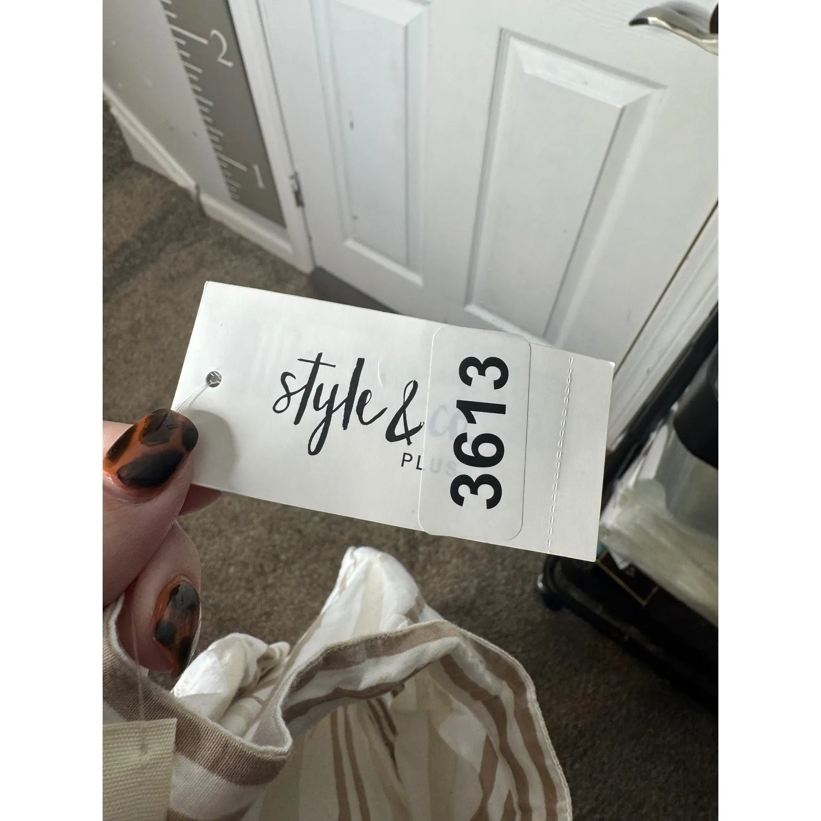 STYLE & CO. NWT Beige/Tan Striped‎ Shirt Dress Size 0X - Image 4