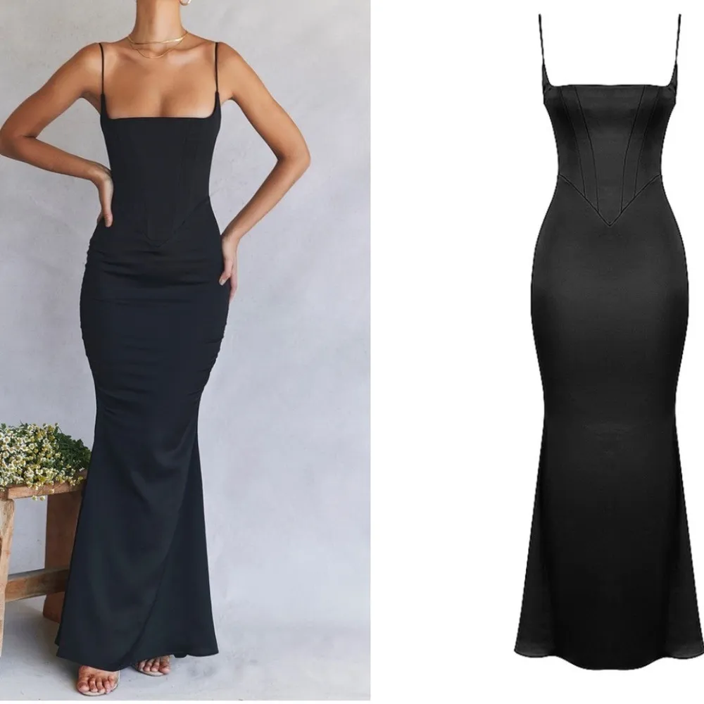 HOUSE OF CB 'Olivette' Black Satin Corset Maxi Dress NWOT size M - Image 3