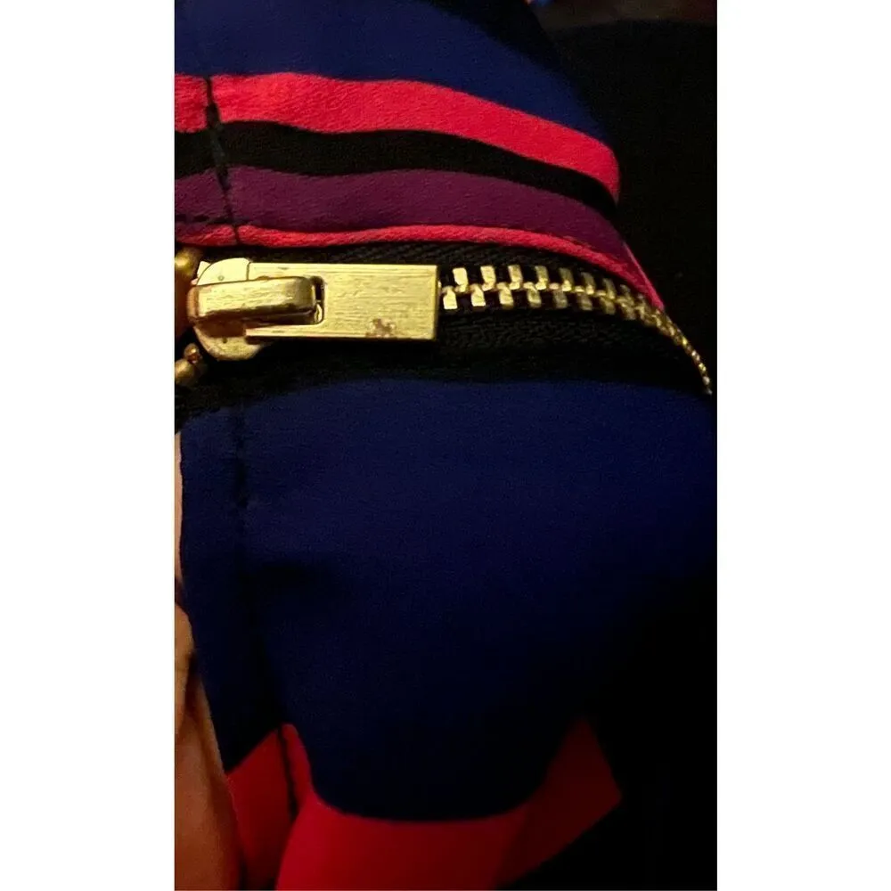 Womens Bold Elements Cut to Curve Striped Sleeveless Zipper Top - Sz M - Image 2