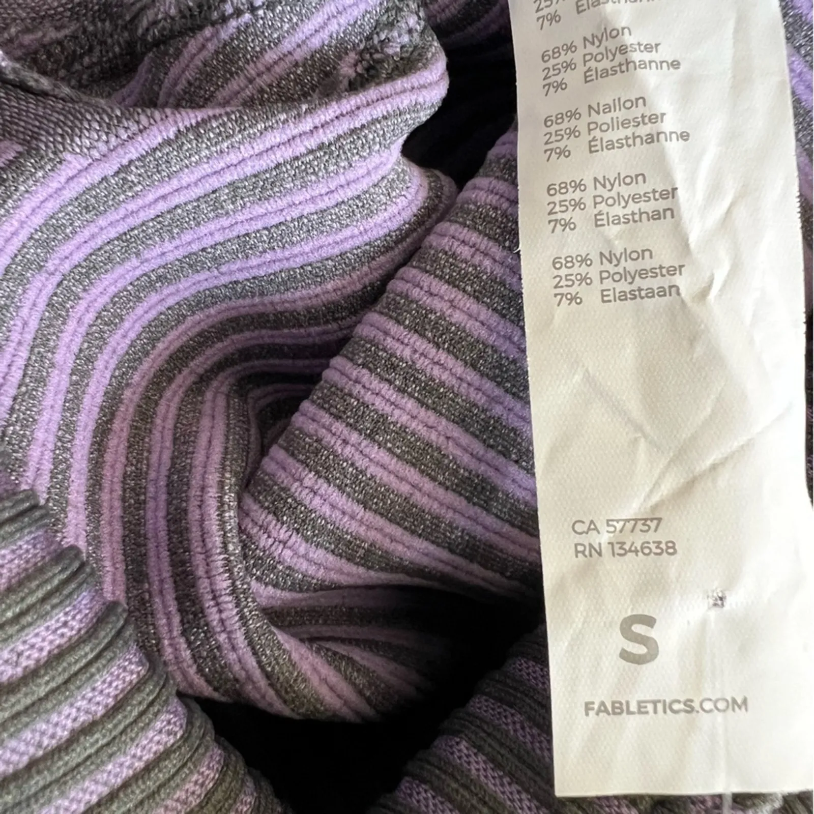 NWT Fabletics High Rise Seamless Rib Leggings Iron/Hazy Iris Womens S Athleisure - Image 6