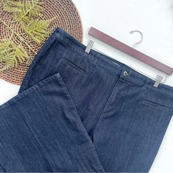 French Connection UK Style Womens Jeans Dark Blue Flare Wide Leg Plus Size 20 - Image 2