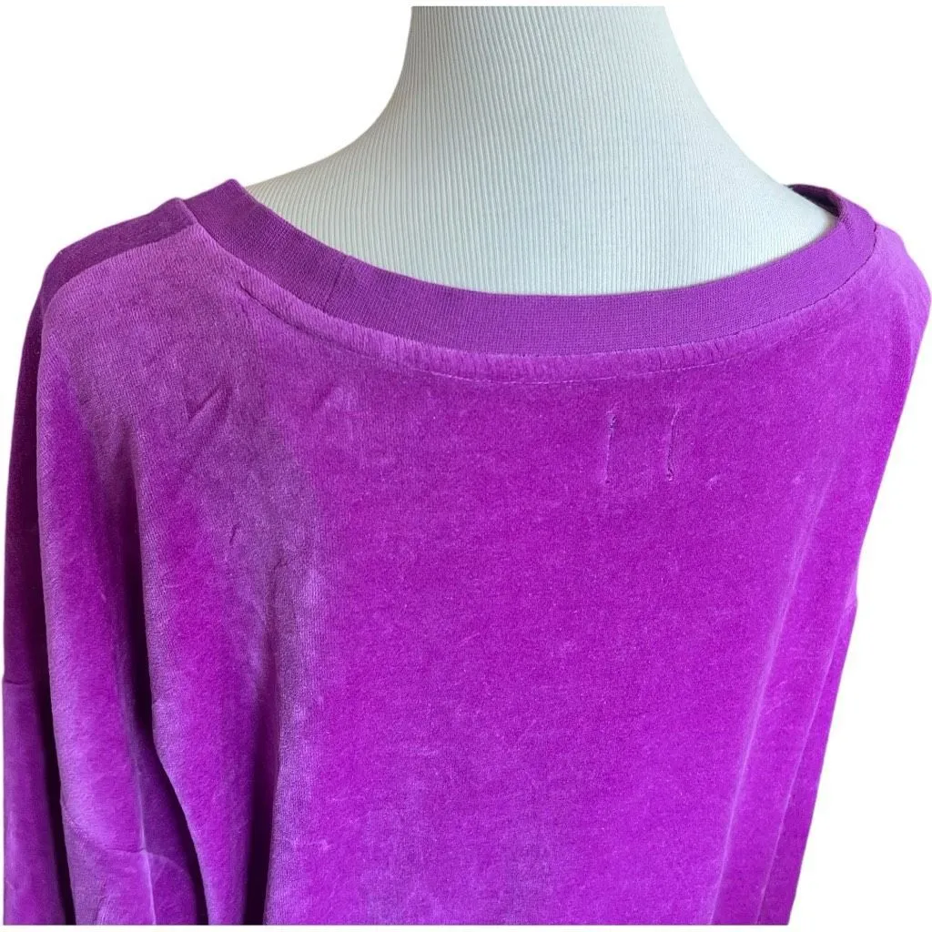 Womens Gap Holiday Velour Crushed Velvet Shock Fuscia V Neck Long Sleeve Top  XL - Image 4