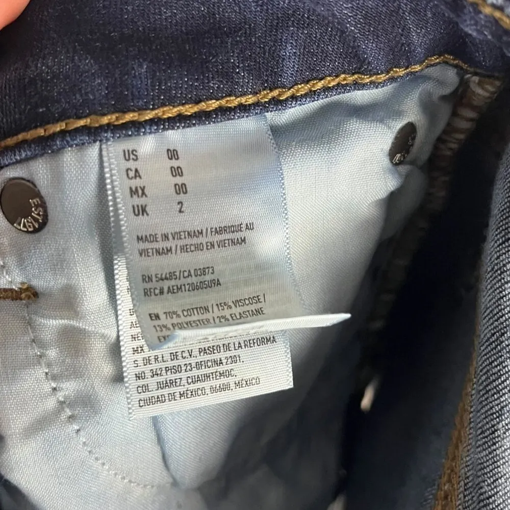 American Eagle Women's 00 Hi-Rise Shortie Jean Shorts Denim Rolled Super Stretch - Image 5