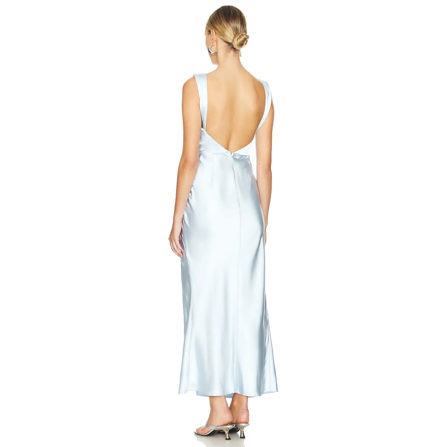 Runaway The Label Havanna Dress Light Blue Minimalist Satin Draped NWT Small - Image 3