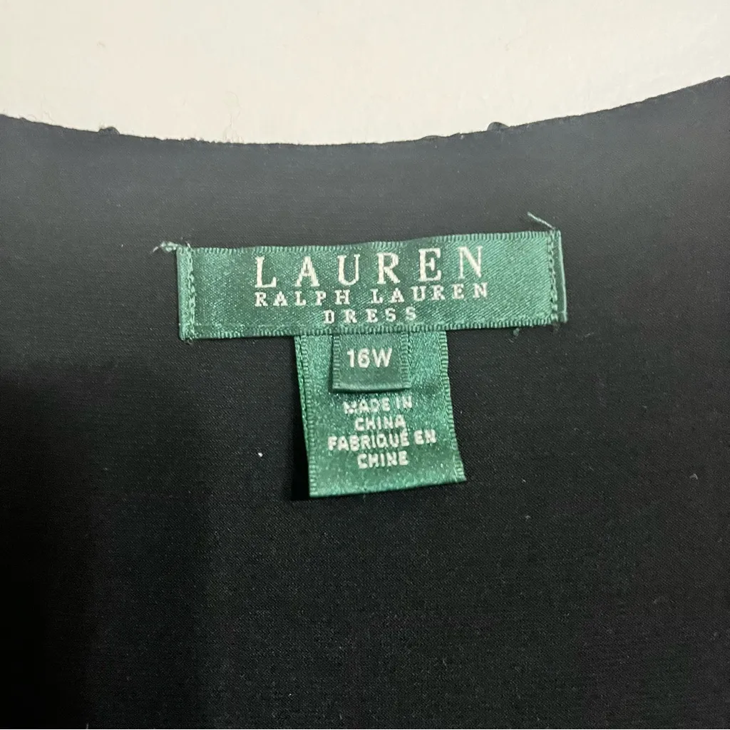 Lauren‎ Ralph Lauren Black Stretch Sleeveless Sequin Lace V-Neck Size 16 W - Image 5