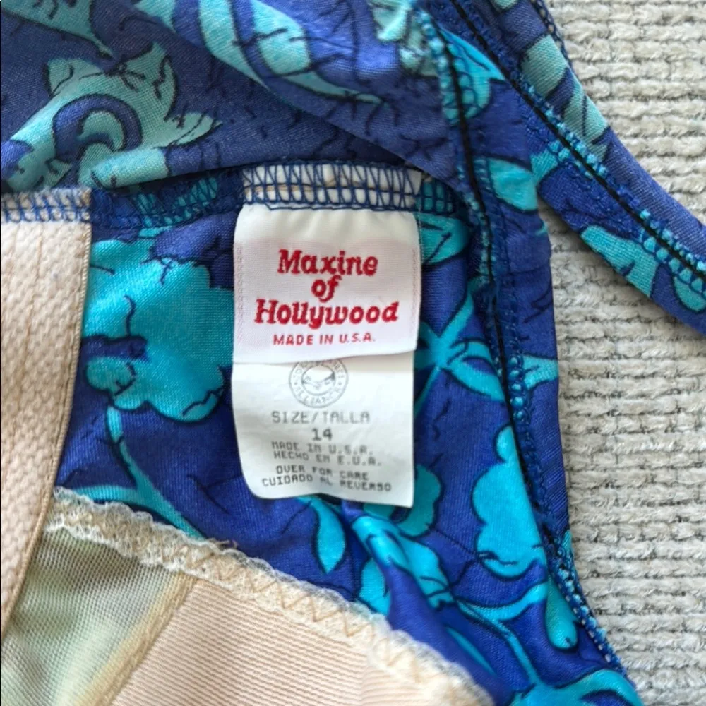 Maxine of Hollywood Blue Floral One Piece Swimsuit - Image 2