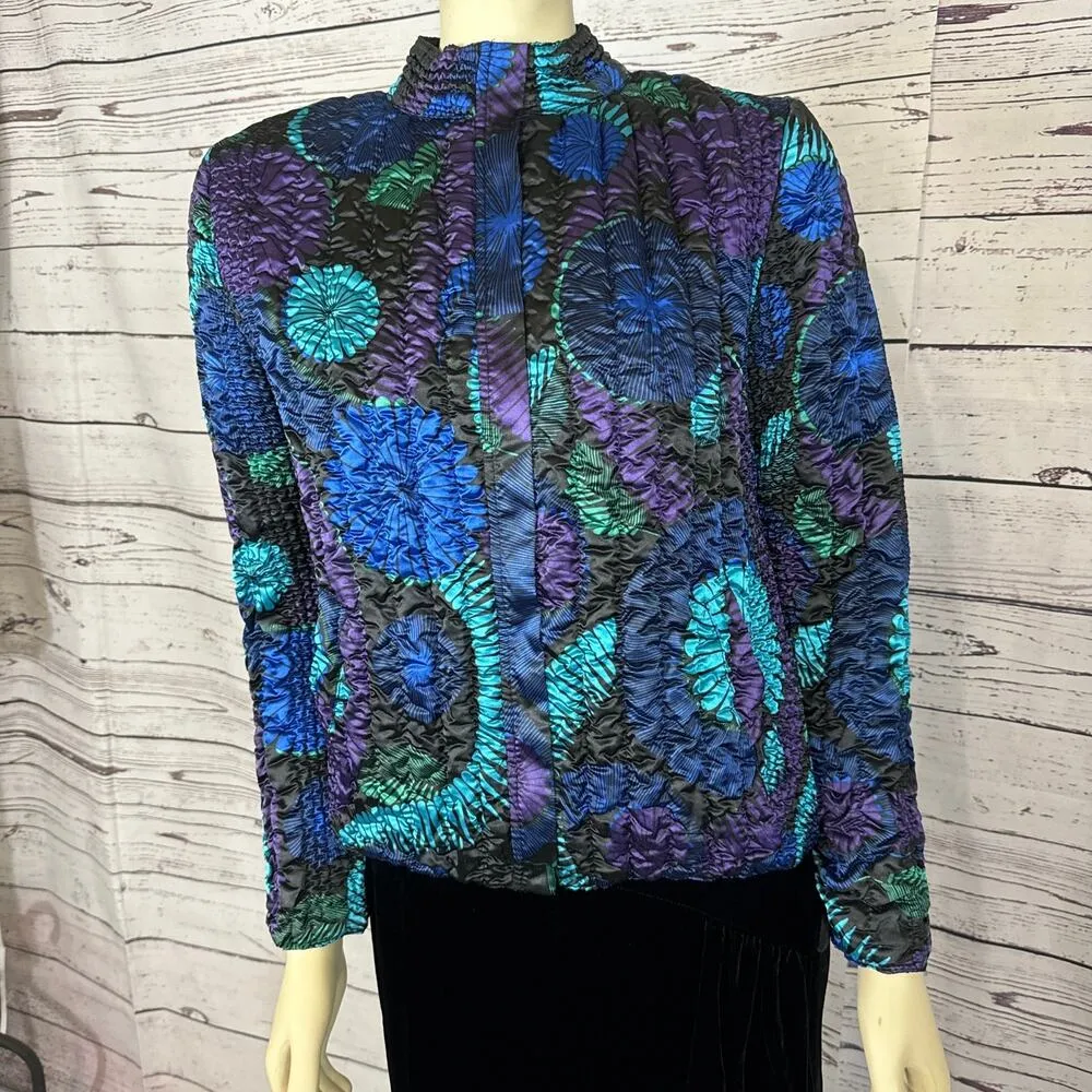 Ruby Rd 100% silk multicolored zip up jacket size medium - Image 14