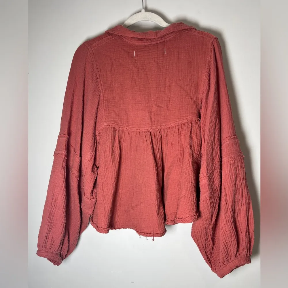 We The Free Silver Lining Shirt Slub Cotton Peasant Boho - Image 7